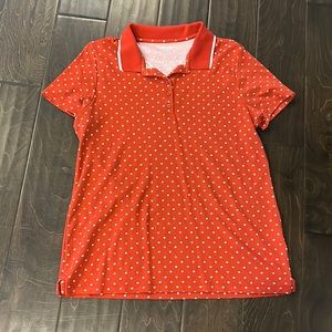 Lands End Red Polo with White Polka Dots